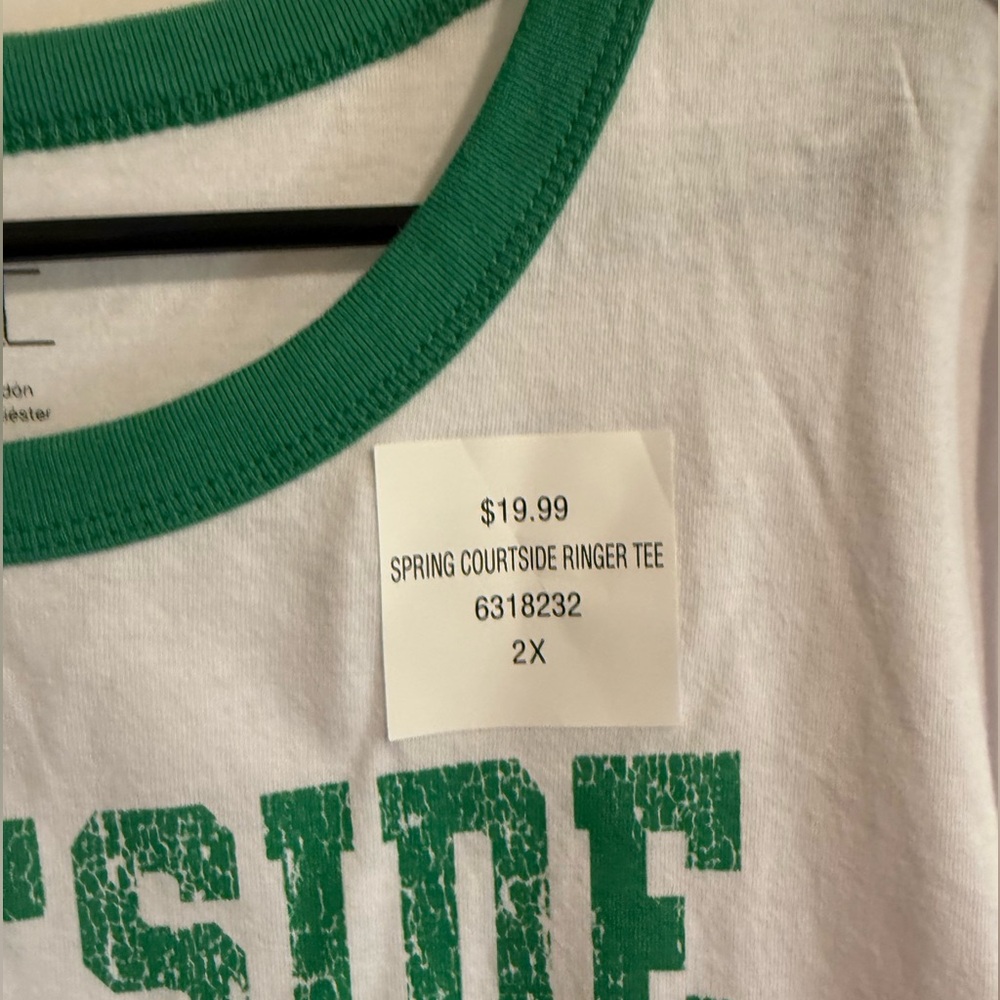Freeze Preppy Pickleball Courtside Champion Ringer Tee in Pink and Green - Picture 4 of 6